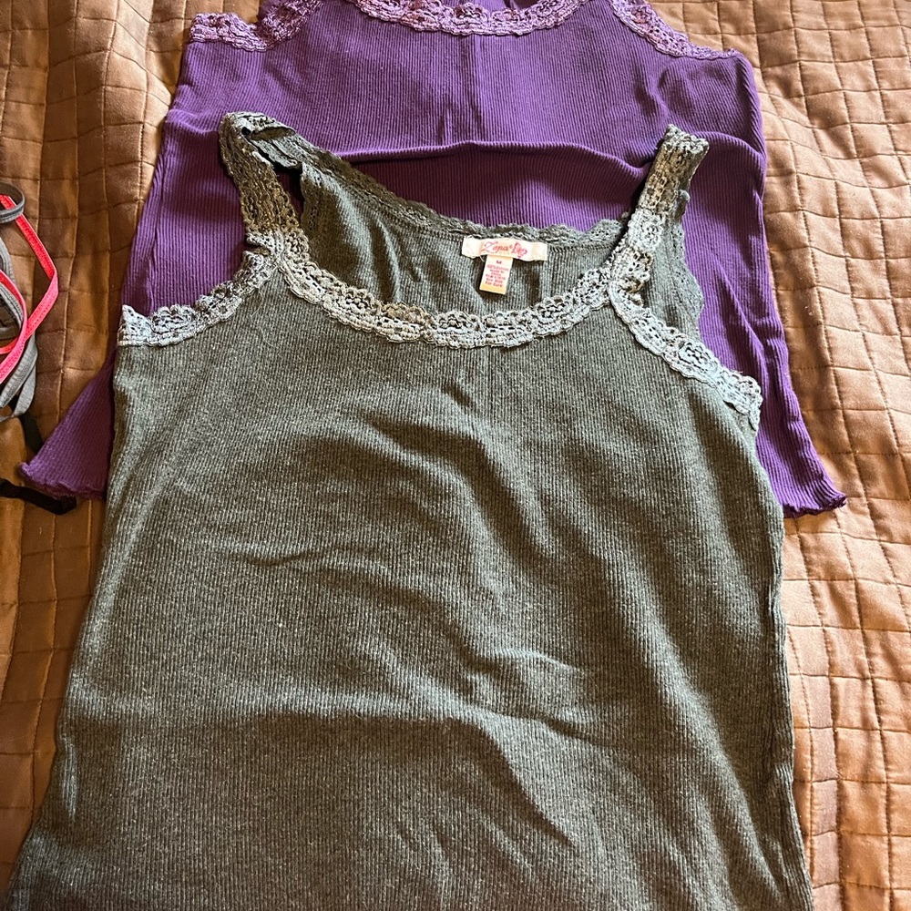 Thick tanks purple and grey bundle L